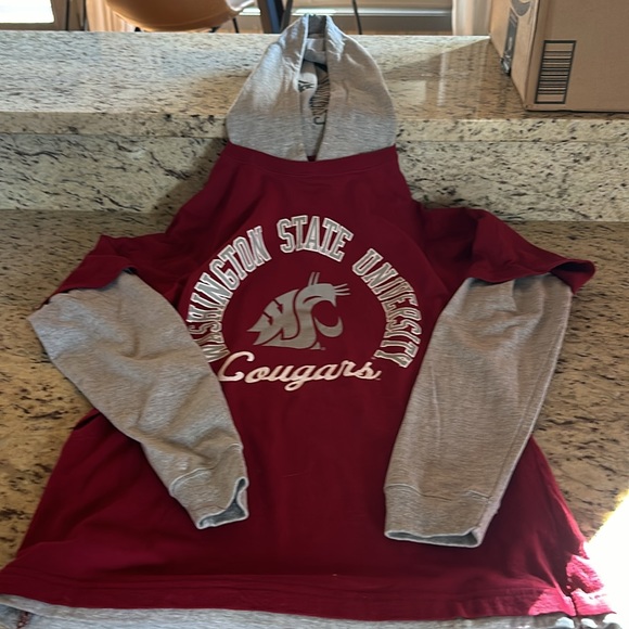 Women’s WSU Long Sleeved Layered Looking Hooded Shirt/Sweatshirt. - Picture 3 of 4